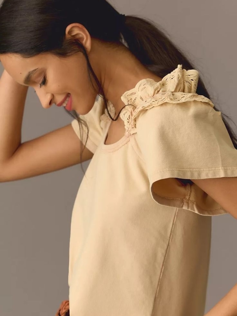 Pilcro Eyelet Ruffle Top NWT - Picture 3 of 6